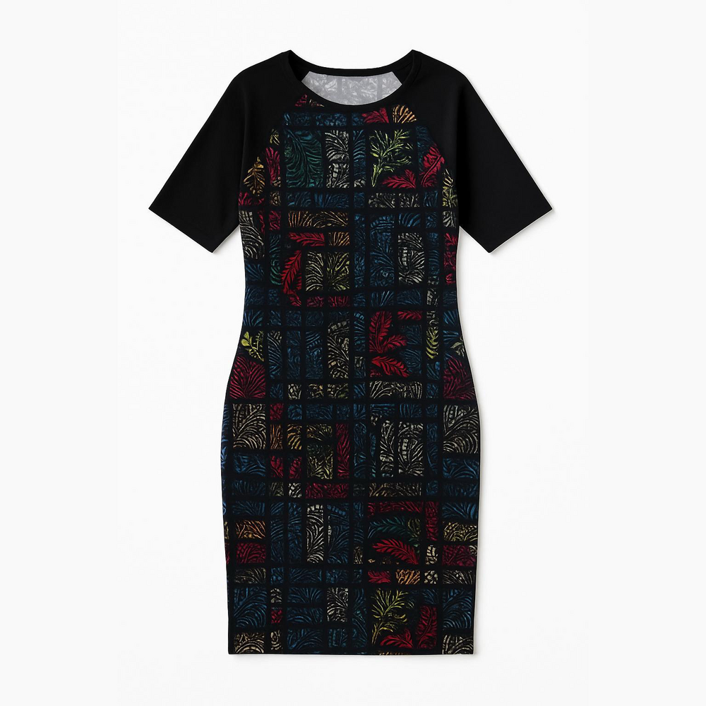 Lularoe Julia dress in colorful pattern
